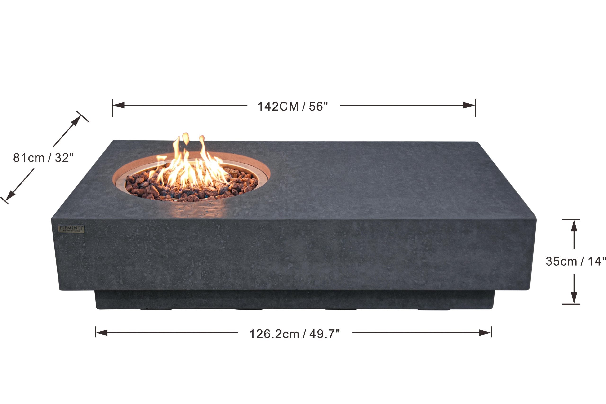 Metropolis Propane Fire Table in Dark Gray