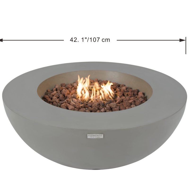 Lunar Bowl Propane Fire Table in Light Gray