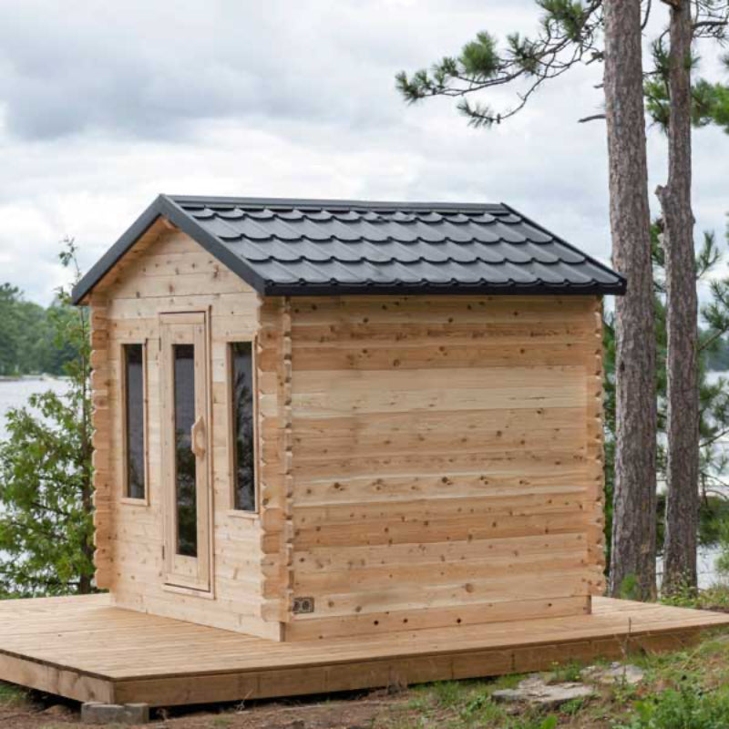 Canadian Timber Georgian Cedar Outdoor Cabin Sauna (3-4 Person) with Harvia 8kW Heater