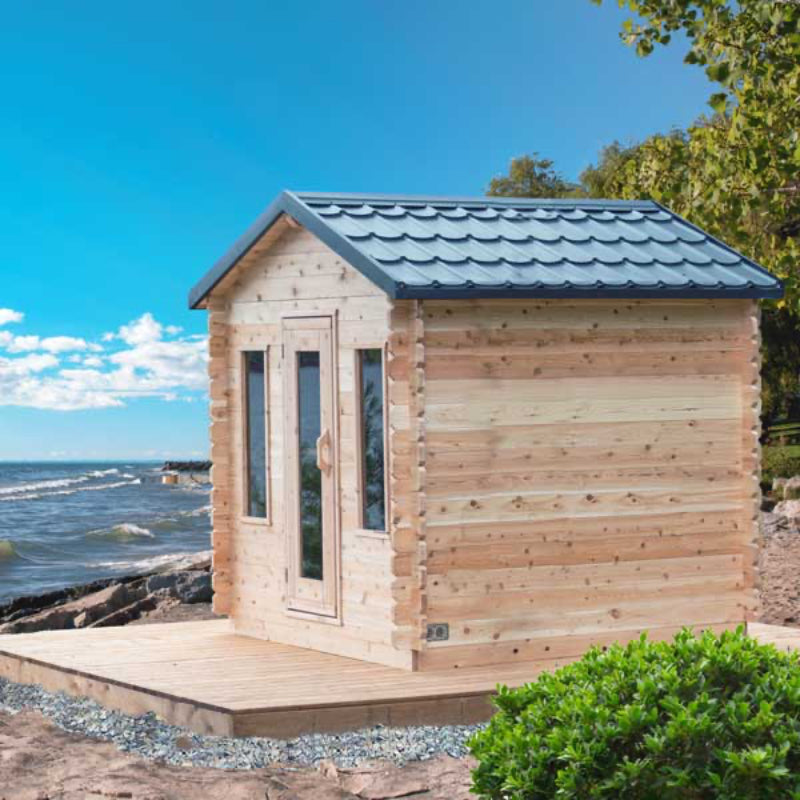 Canadian Timber Georgian Cedar Outdoor Cabin Sauna (3-4 Person) with Harvia 8kW Heater