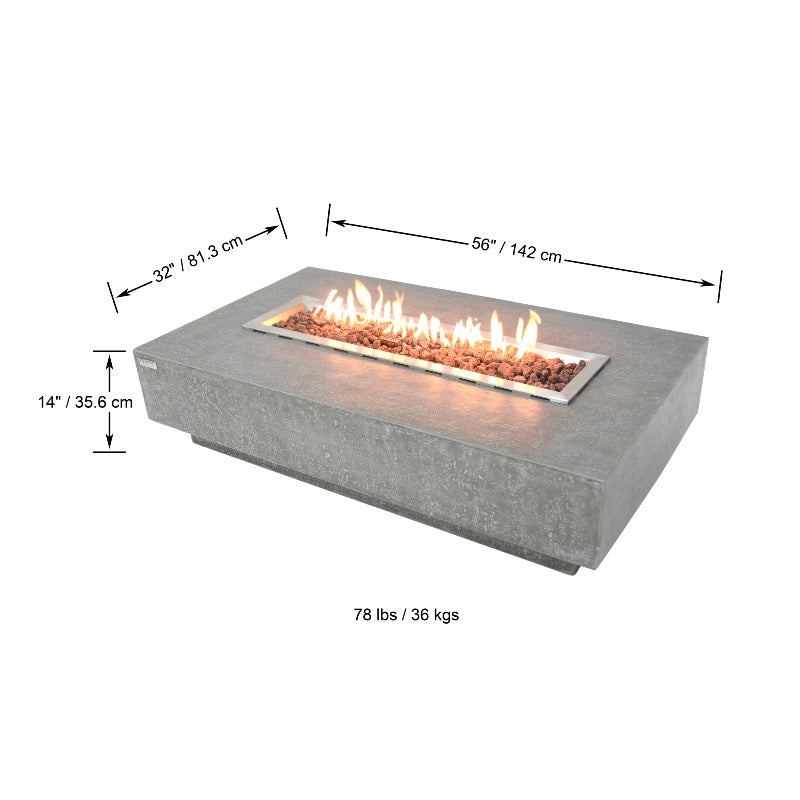 Hampton Propane Fire Table in Light Gray