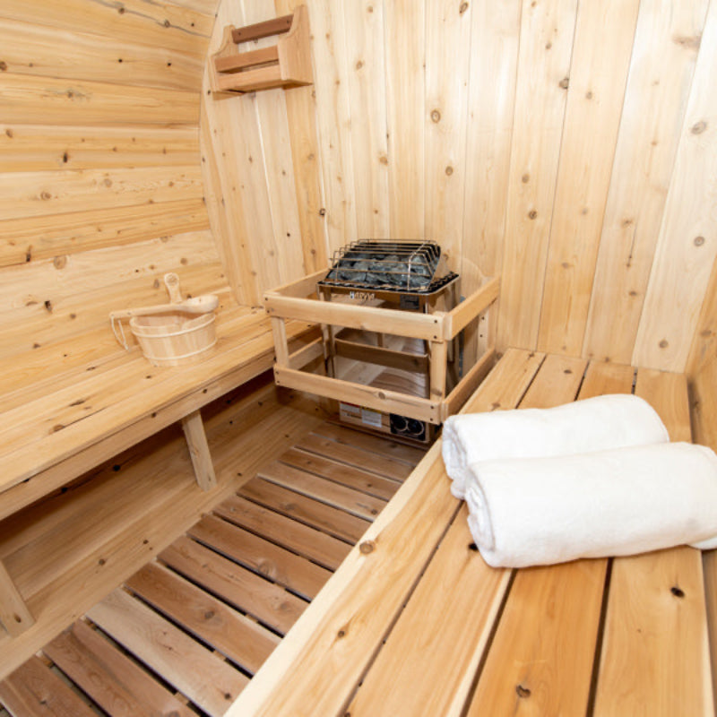 Canadian Timber Harmony Cedar Outdoor Barrel Sauna (3-4 Person) with Harvia 6kW Heater