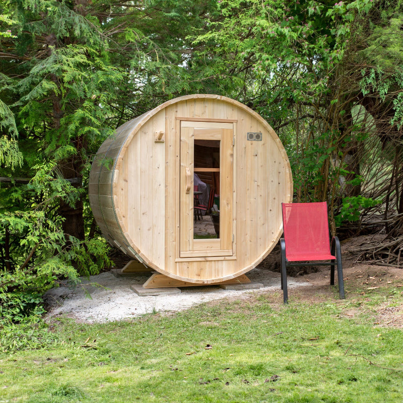 Canadian Timber Harmony Cedar Outdoor Barrel Sauna (3-4 Person) with Harvia 6kW Heater