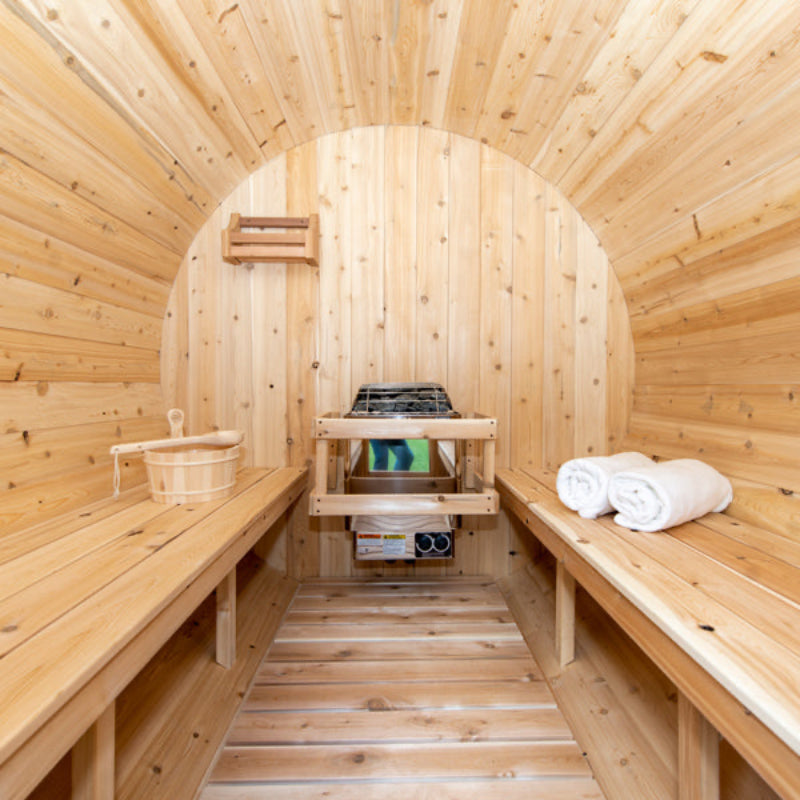 Canadian Timber Harmony Cedar Outdoor Barrel Sauna (3-4 Person) with Harvia 6kW Heater