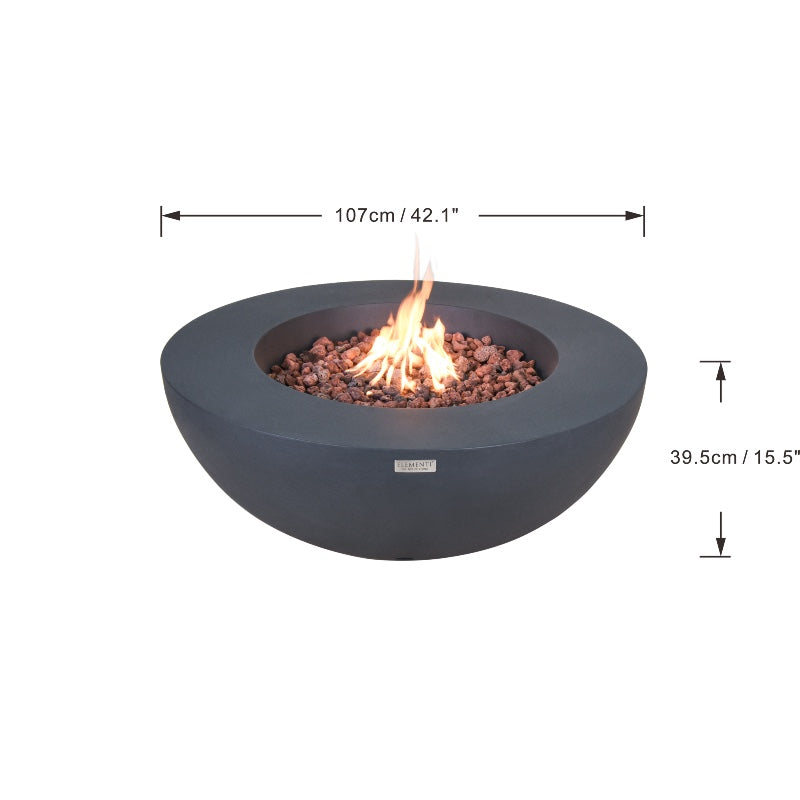 Lunar Bowl Propane Fire Table in Dark Gray