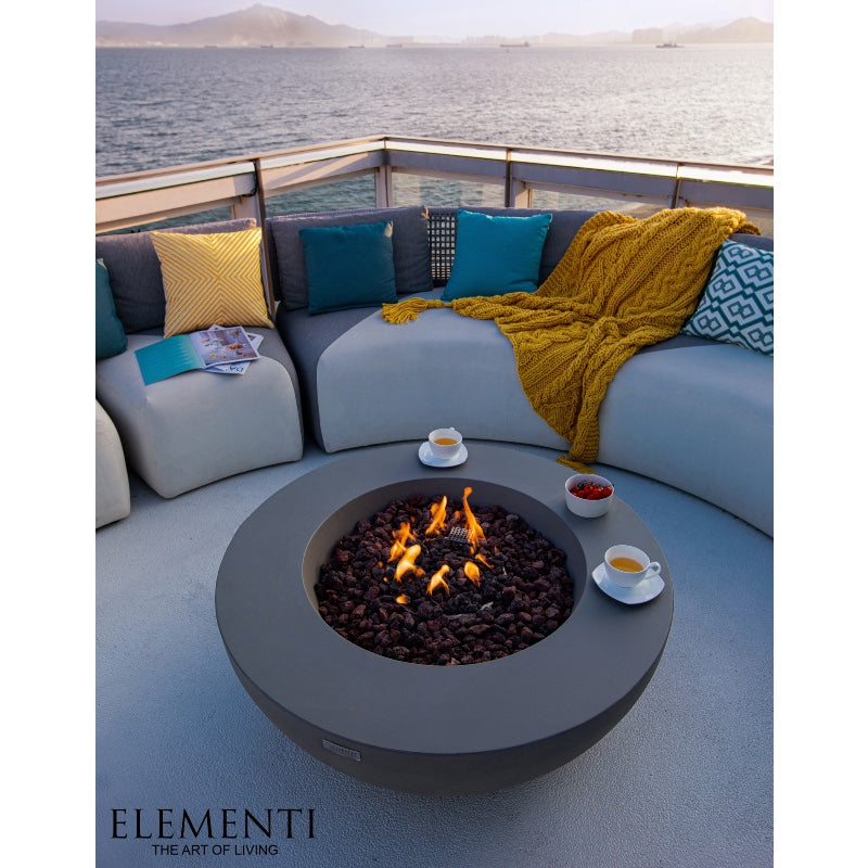 Lunar Bowl Propane Fire Table in Light Gray
