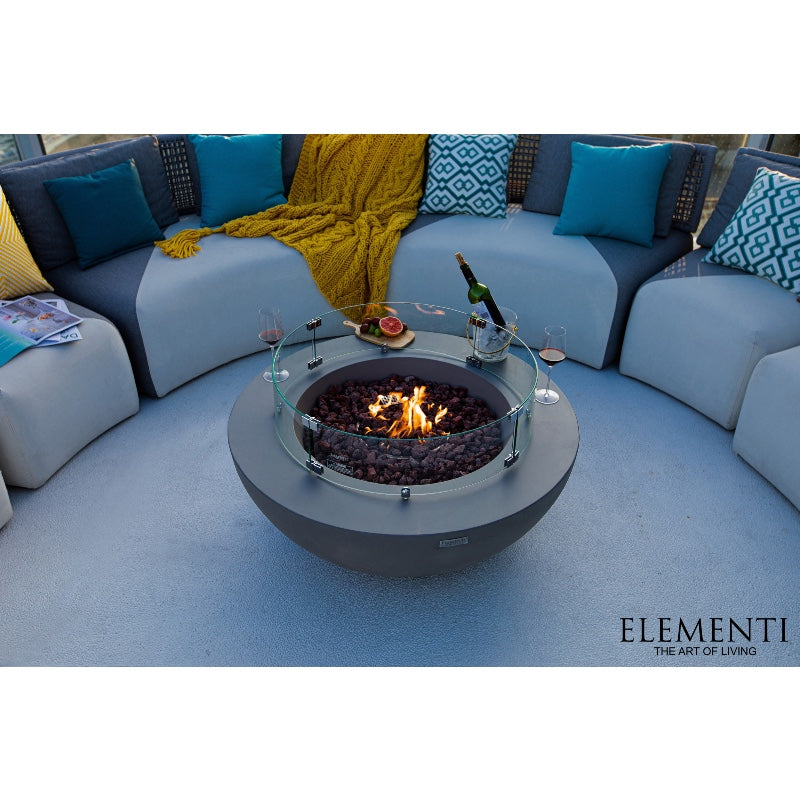 Lunar Bowl Propane Fire Table in Light Gray