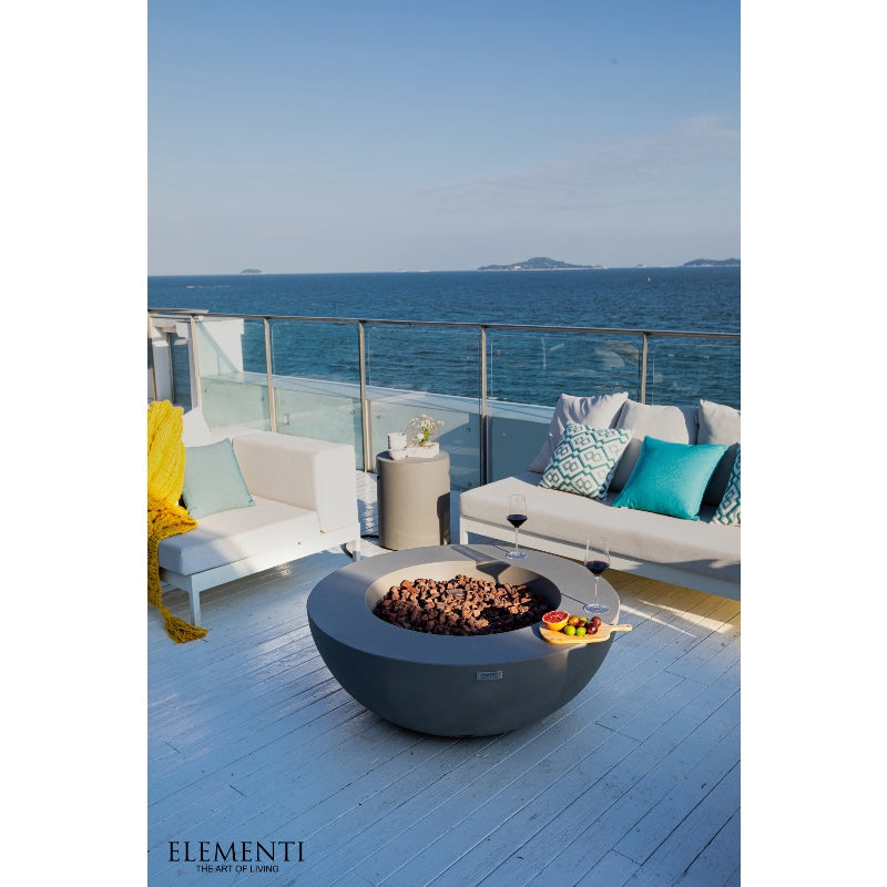 Lunar Bowl Propane Fire Table in Light Gray