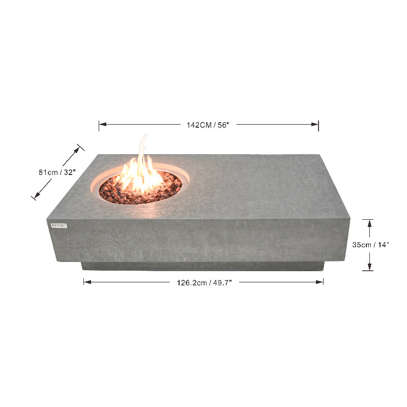 Metropolis Propane Fire Table in Light Gray
