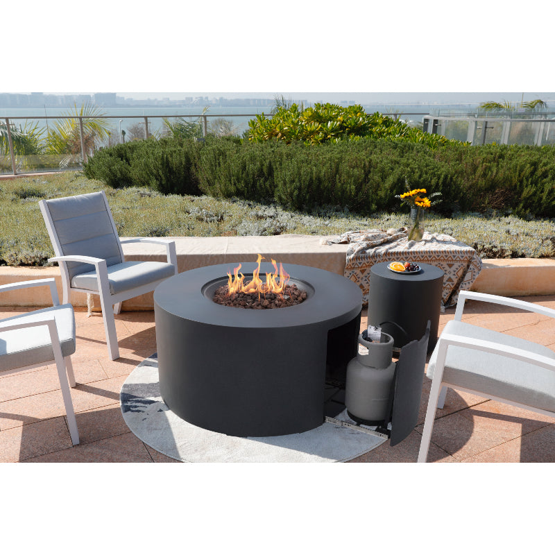 Pacaya Fire Table with Hidden Propane Tank in Dark Gray