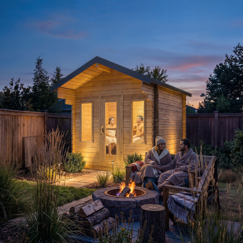 Canadian Timber Palmer Cedar Outdoor Cabin Sauna (3-4 Person) with Harvia 8kW Heater