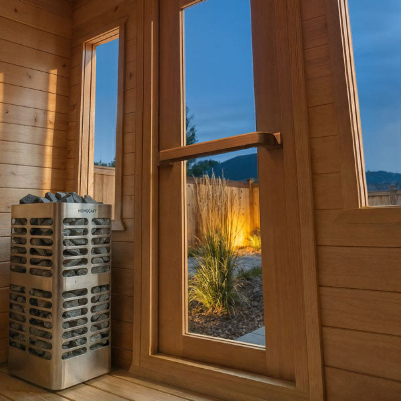 Canadian Timber Palmer Cedar Outdoor Cabin Sauna (3-4 Person) with Harvia 8kW Heater