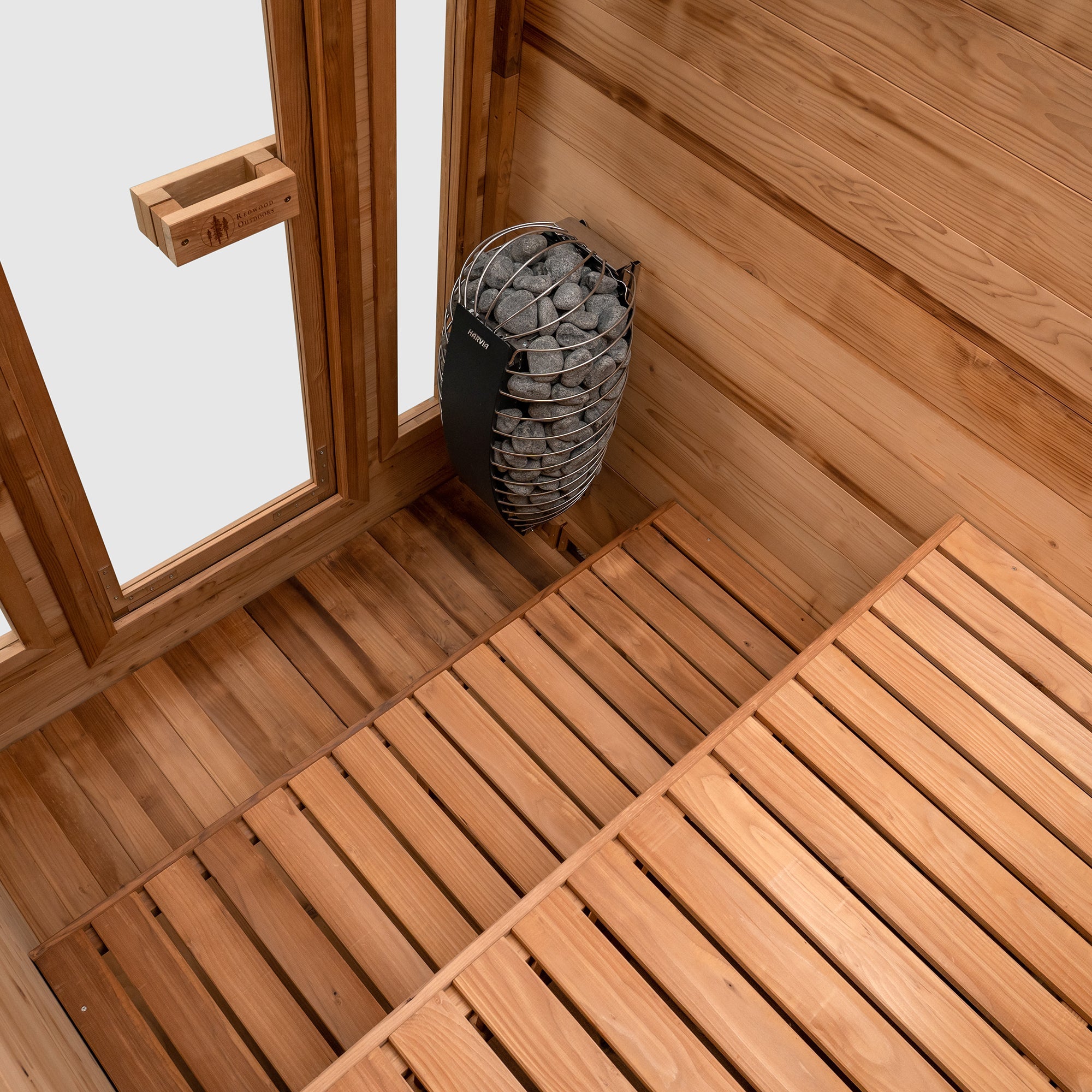 Cabin Canadian Thermowood Outdoor Sauna (4-Person) with Harvia Spirit WiFi 8kW Heater