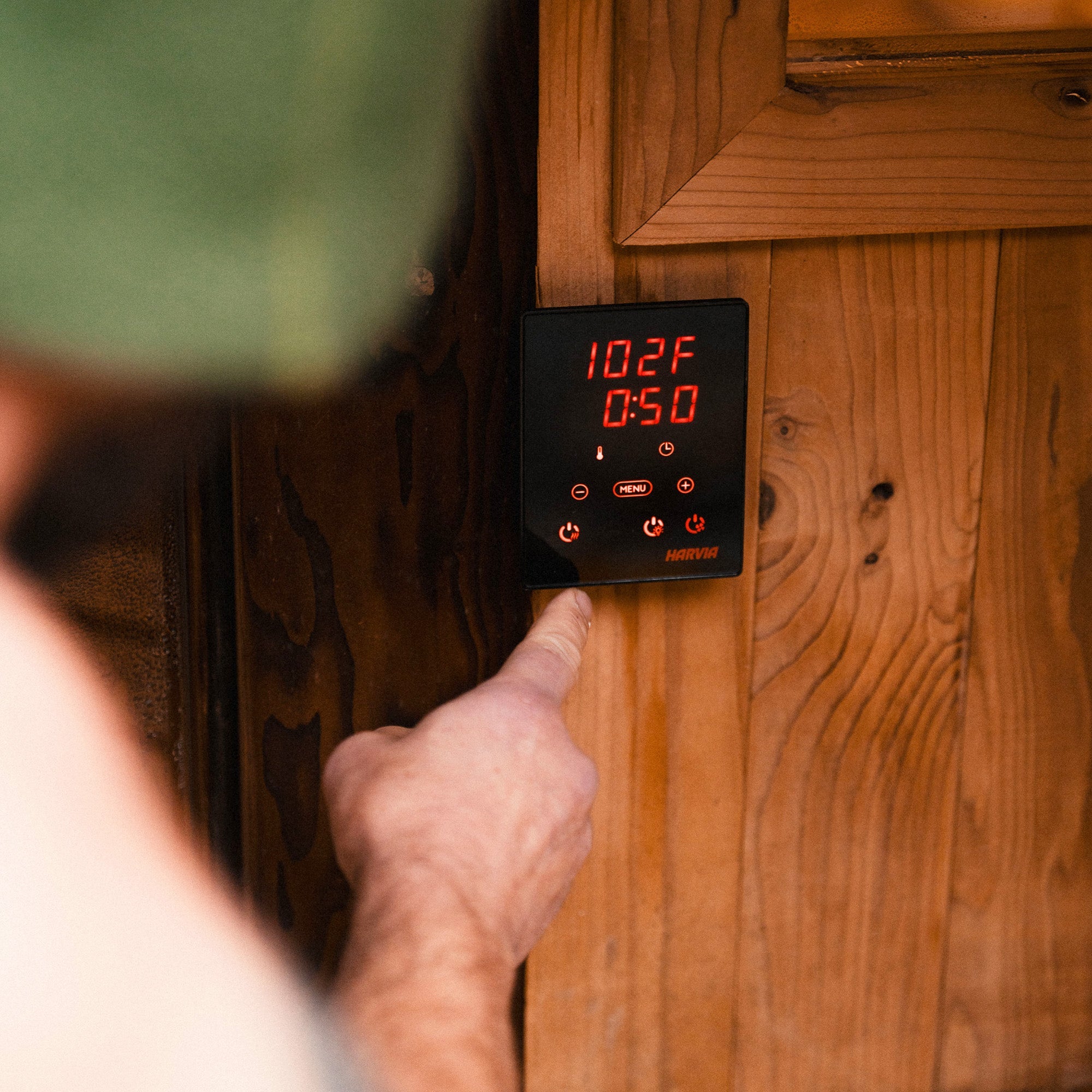 Cabin Canadian Thermowood Outdoor Sauna (4-Person) with Harvia Spirit WiFi 8kW Heater