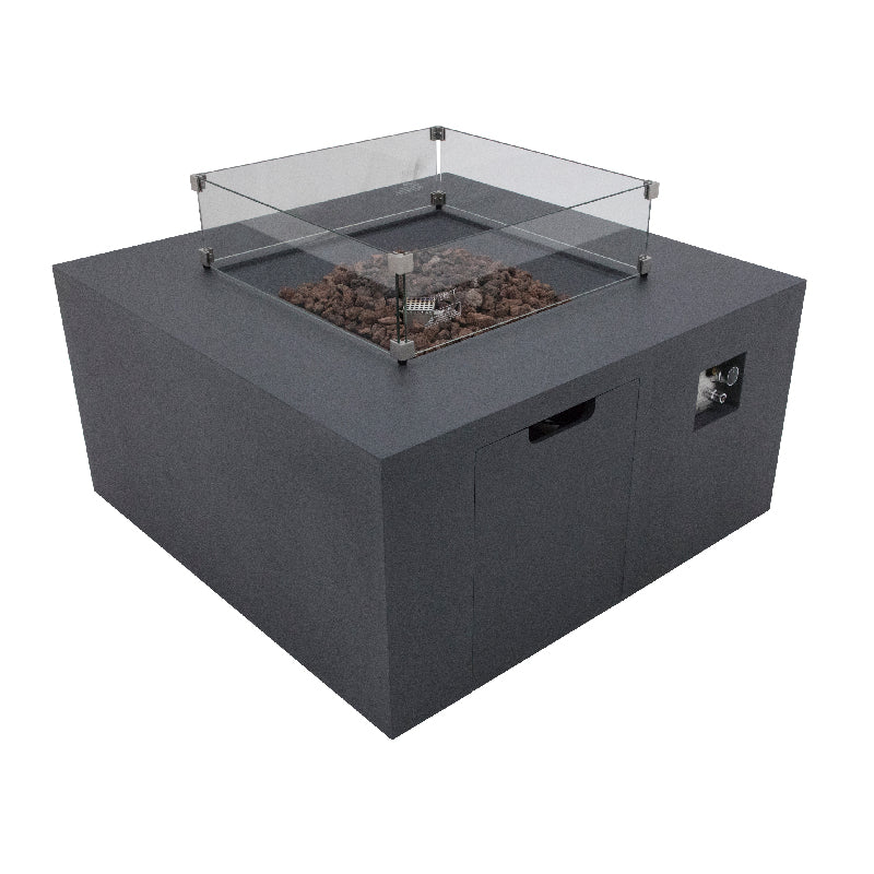 Rocky Fire Table with Hidden Propane Tank in Dark Gray