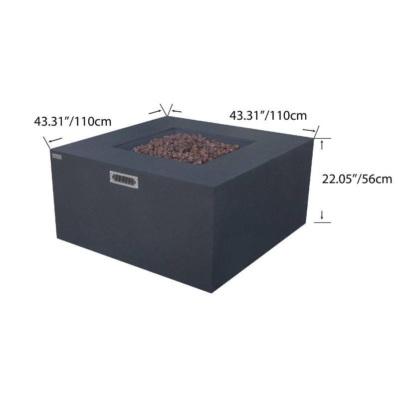 Rocky Fire Table with Hidden Propane Tank in Dark Gray