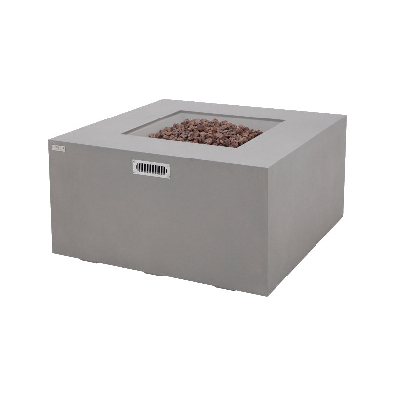 Rocky Fire Table with Hidden Propane Tank in Light Gray