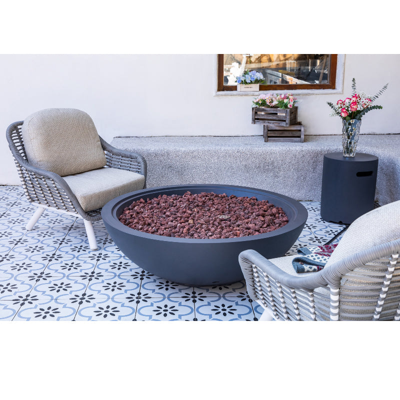 Rose Bowl Propane Fire Table in Dark Gray