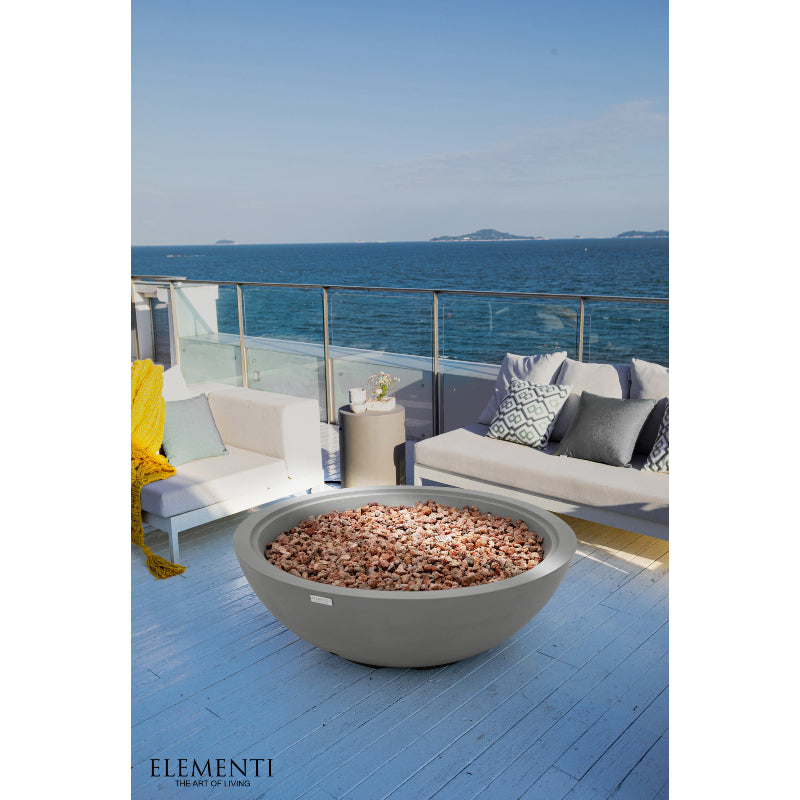 Rose Bowl Propane Fire Table in Light Gray