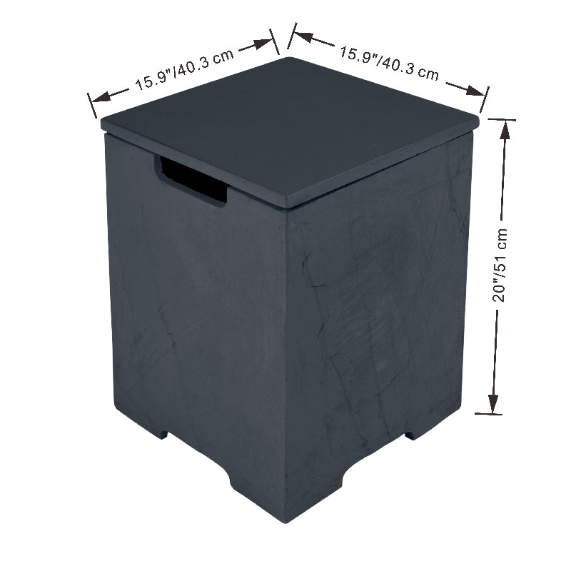 Square Propane Tank Cover in Dark Gray with Removable Lid