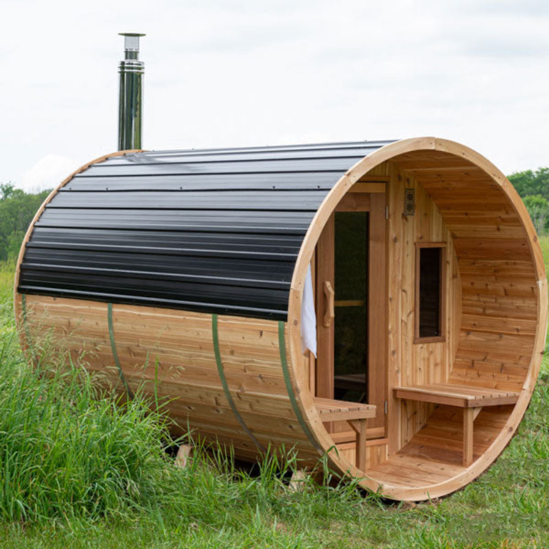 Canadian Timber Harmony Cedar Outdoor Barrel Sauna (3-4 Person) with Harvia 6kW Heater